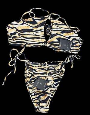 SKATIE NWT Marble Zebra Print Bikini Set Size XL